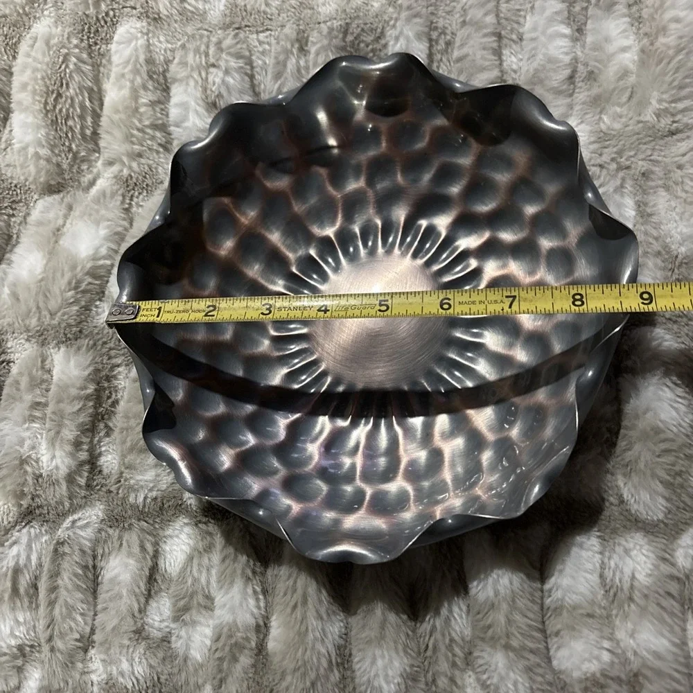 Vintage Gregorian Hammered Copper Bowl Scalloped Edge Made in USA 9